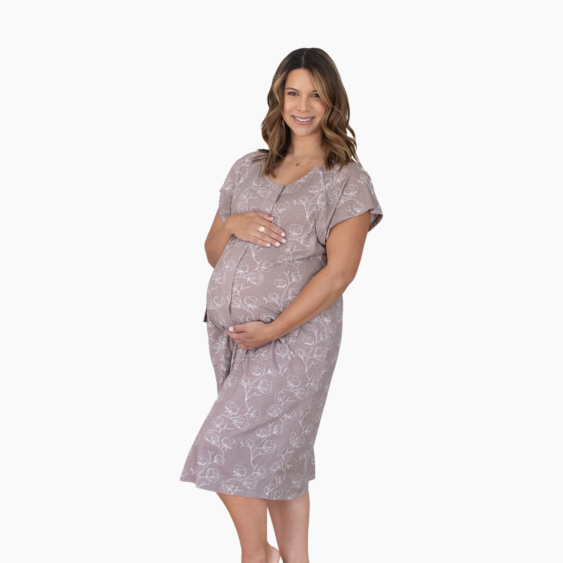 Kindred Bravely Universal Labor And Delivery Gown, 3 In 1 Labor, Delivery,  Nursing Gown For Hospital - Lilac Bloom, S/M/L