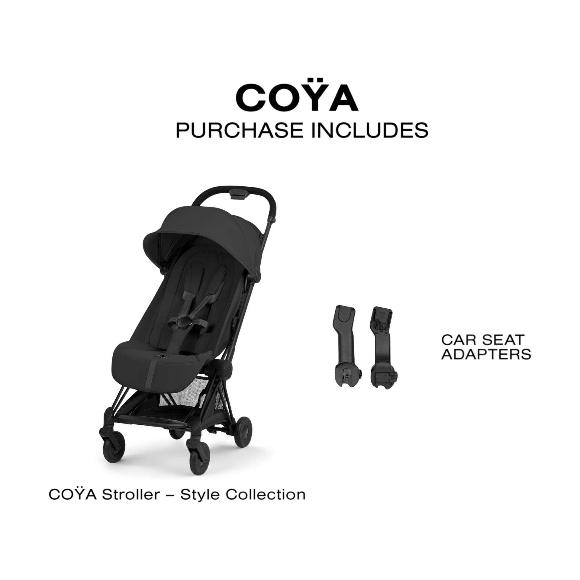 Cybex Coya Stroller - Style Collection - Matte Black Frame/Sepia Black Lux Seat.