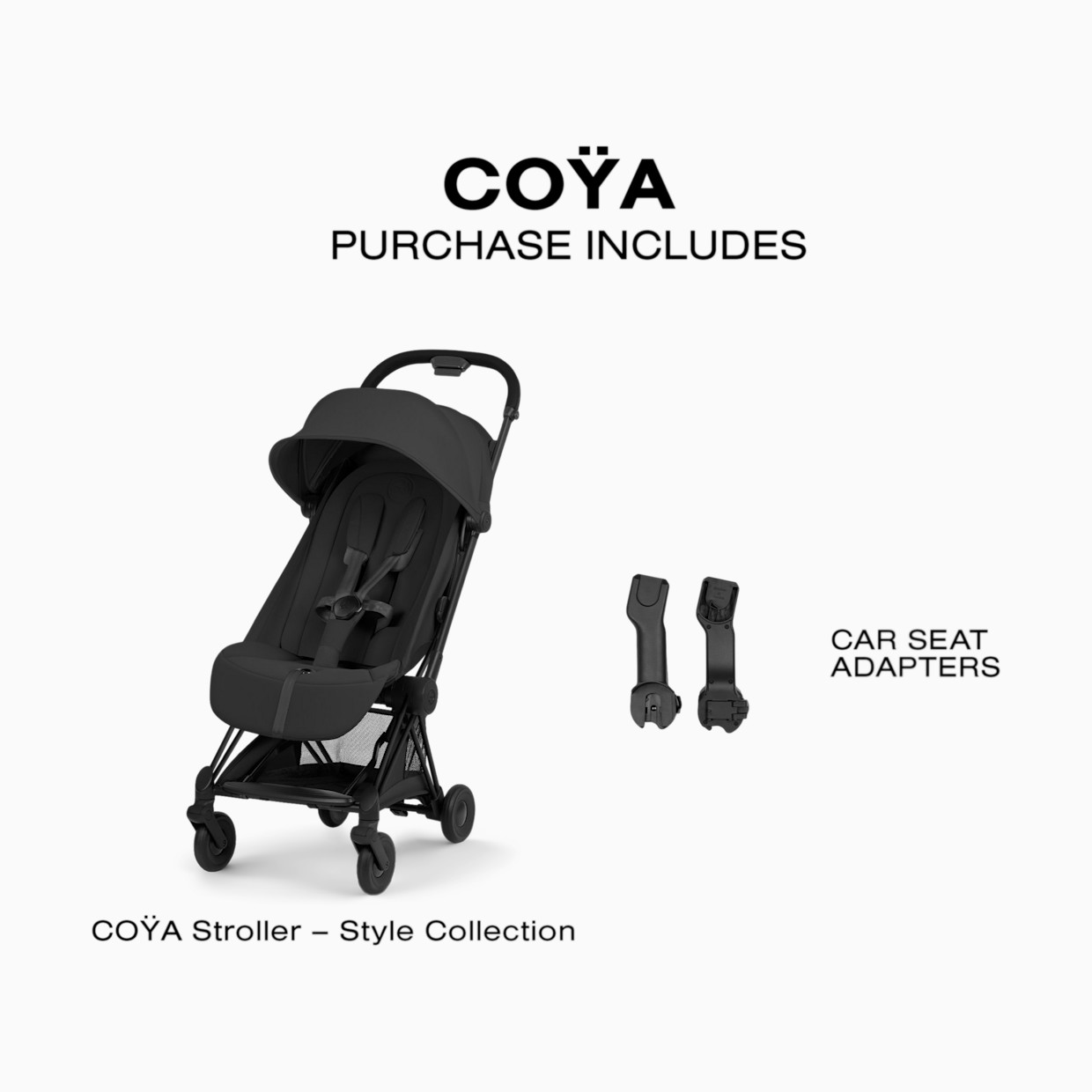 Cybex Coya Stroller - Style Collection - Matte Black Frame/Sepia Black Lux Seat.