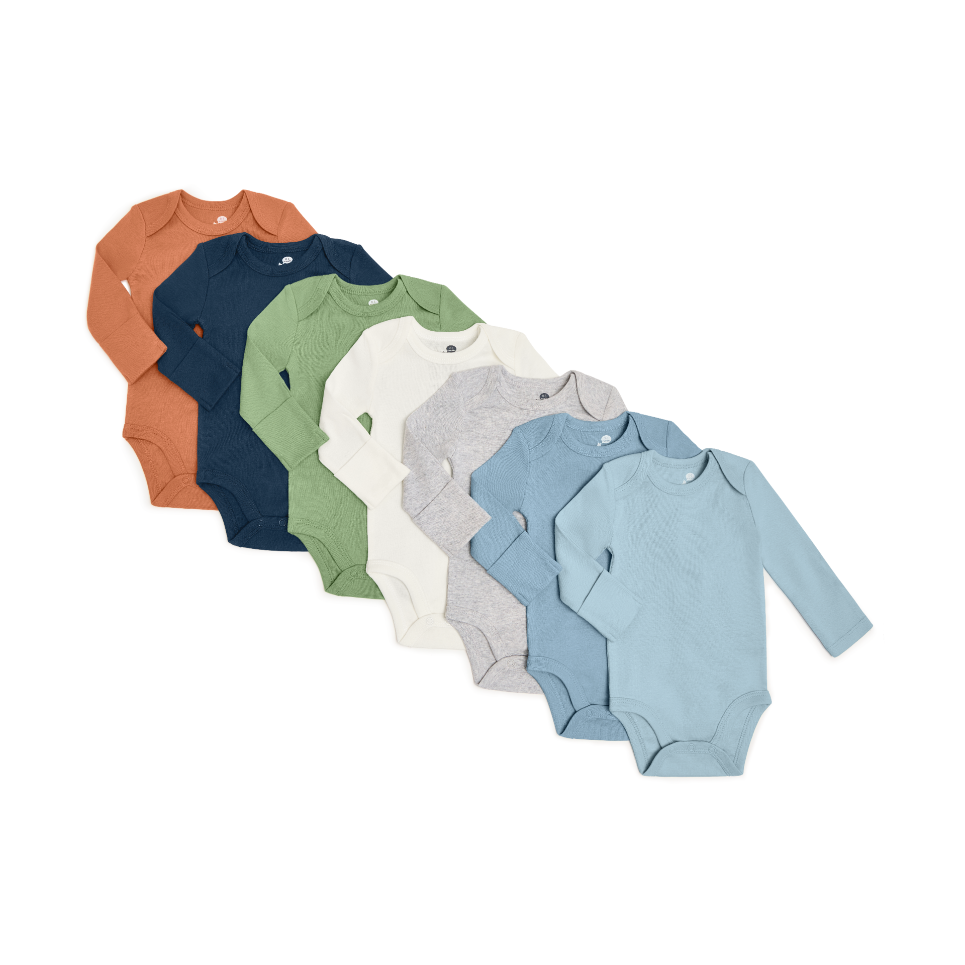 Small Story Organic Cotton Solid Long Sleeve Bodysuit (7 Pack).