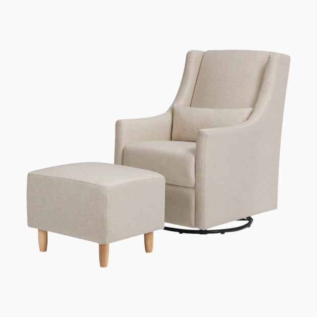 babyletto Toco Swivel Glider and Stationary Ottoman - Performance Beach Eco Weave.