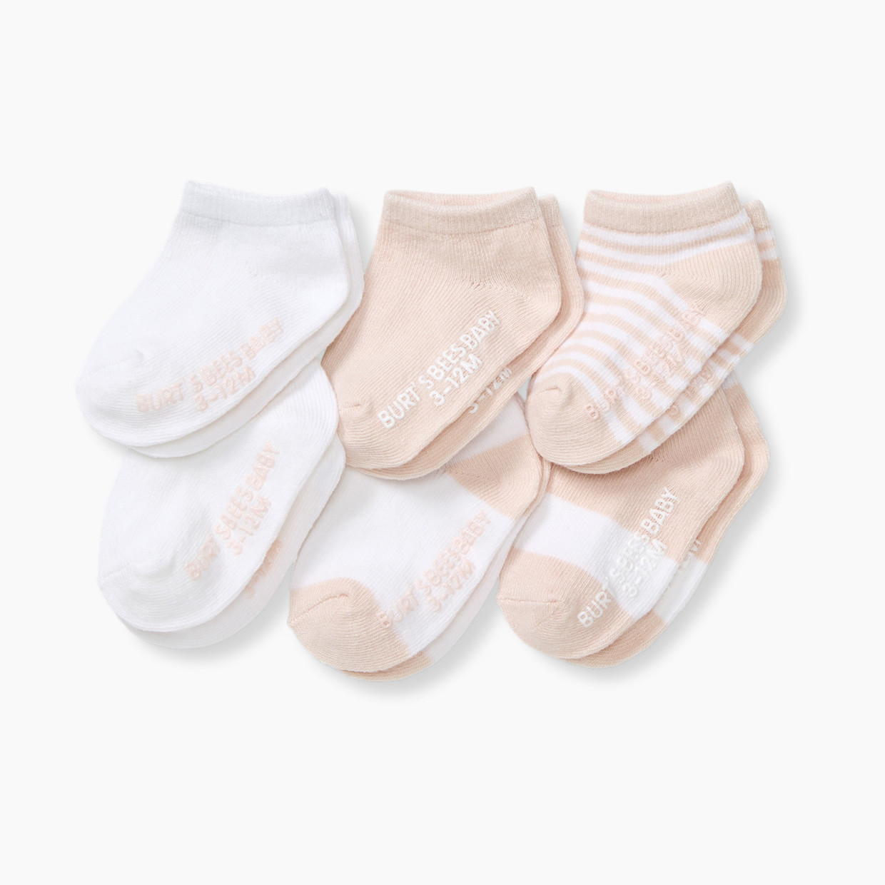 Burt's Bees Baby Ankle Socks (6 Pack) - Pink, 0-3 M.