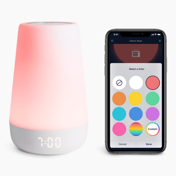 Hatch Rest+ Gen 1 Sound Machine, Night Light, Time-to-Rise plus Audio Monitor.