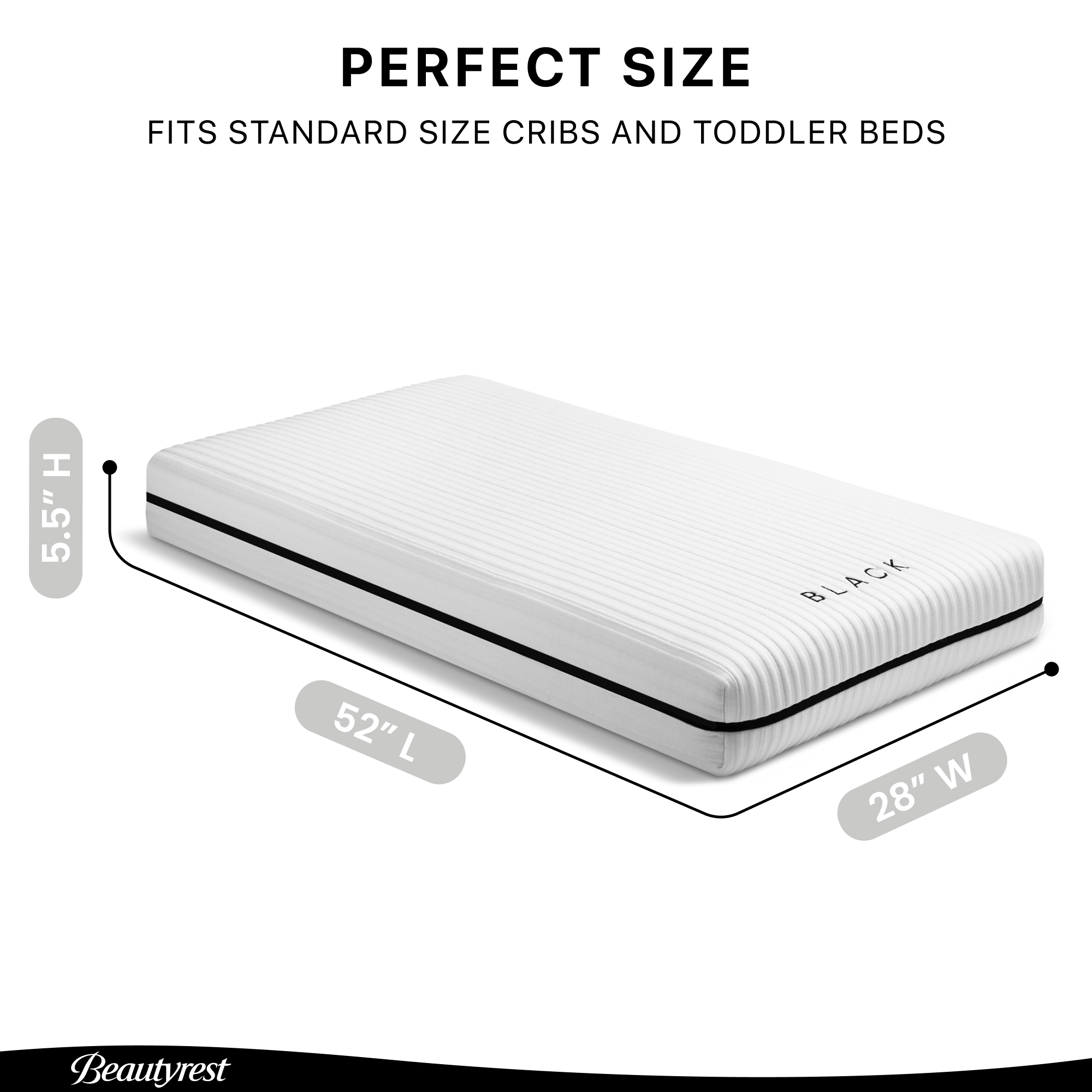 Delta Children Beautyrest Black BreatheCool 2-Stage Crib and Toddler Mattress - White.