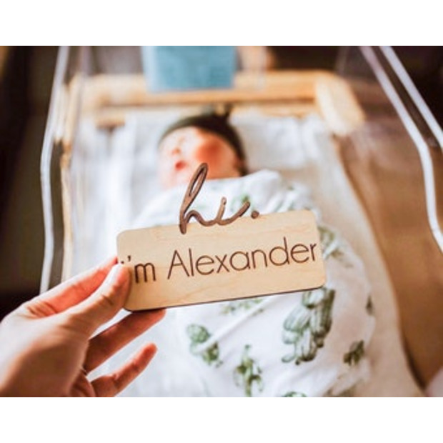 ModWoodCo Hello My Name Is Wooden Cutout Sign.