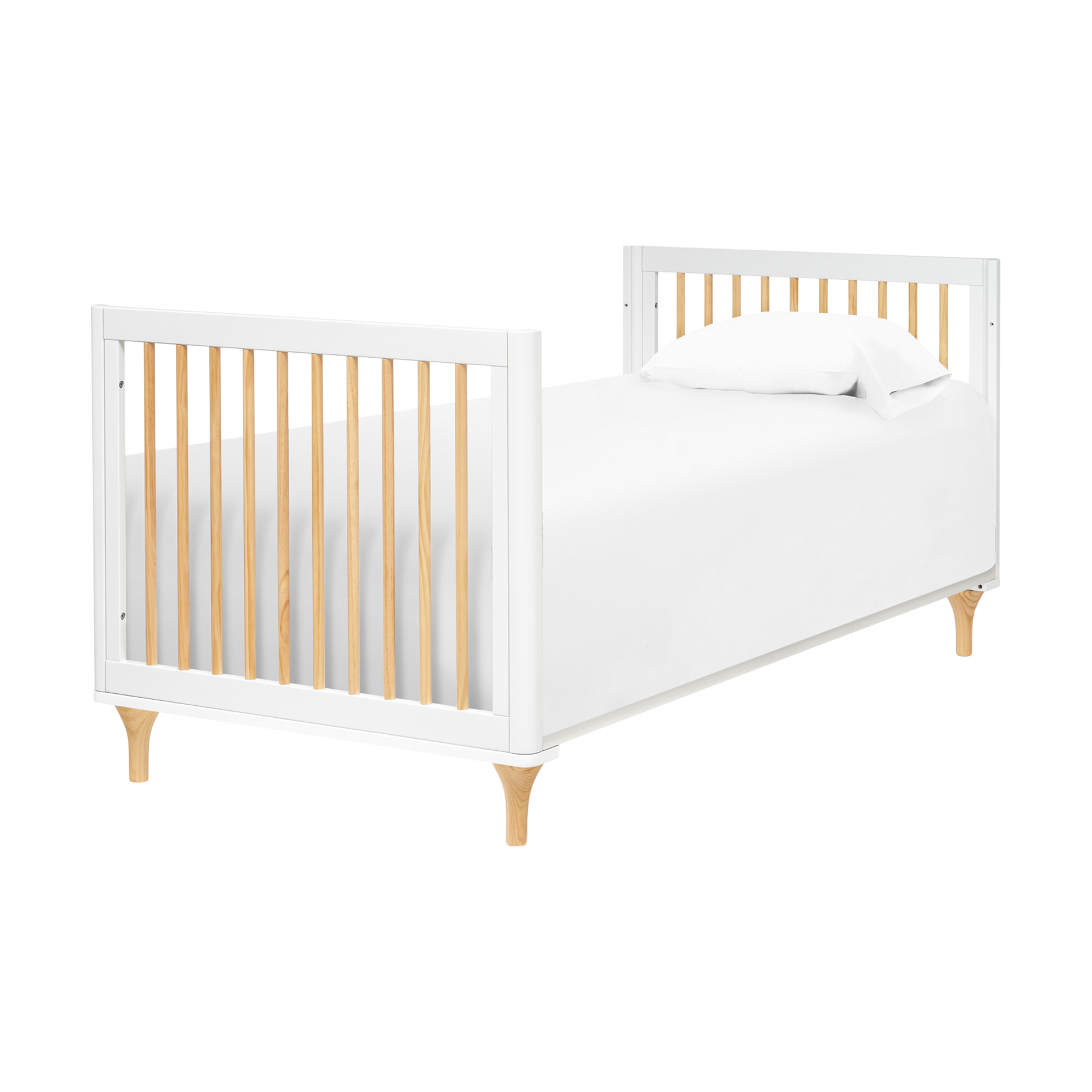 babyletto Lolly 4-in-1 Convertible Mini Crib and Twin Bed with Toddler Bed Conversion Kit - White / Natural.