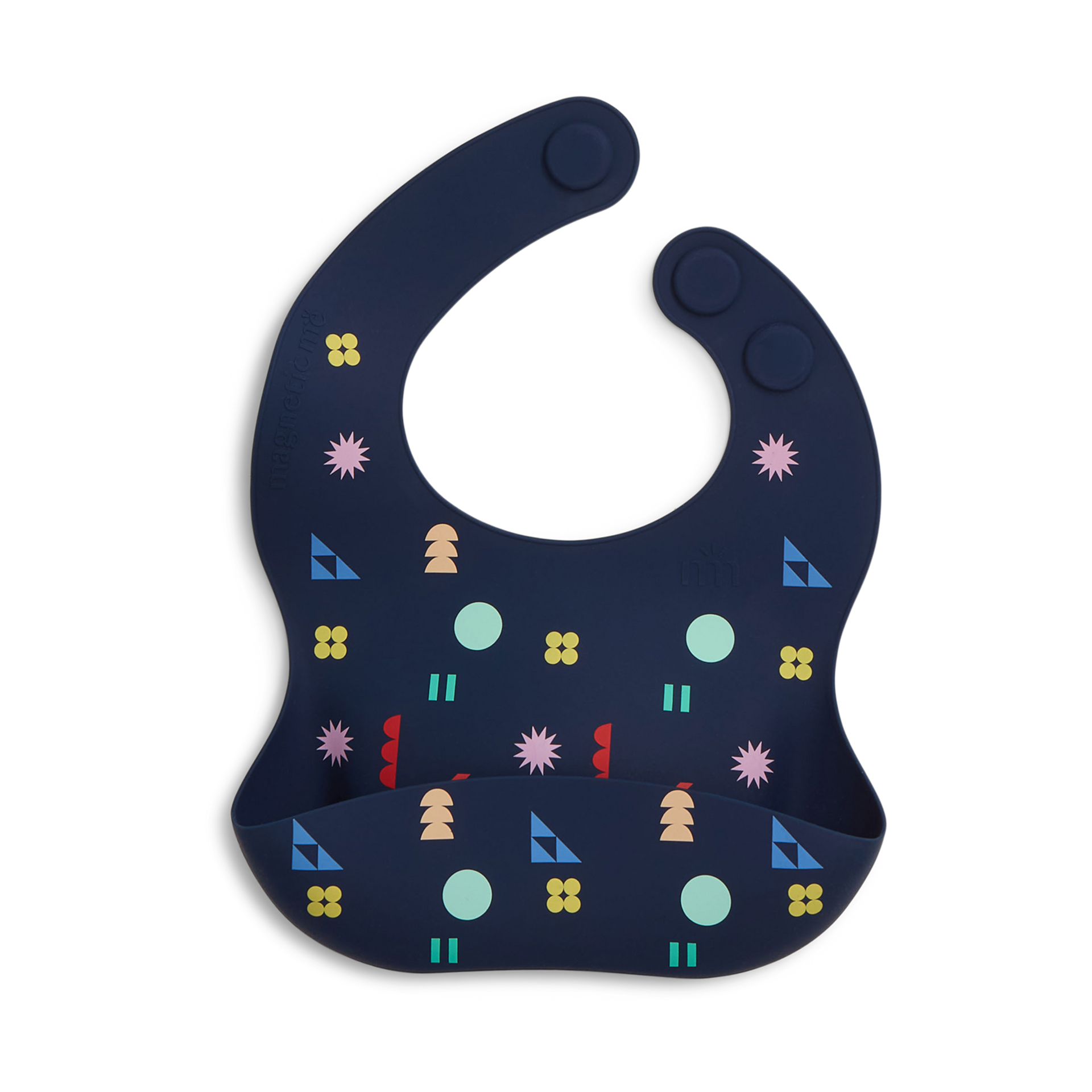 Magnetic Me Silicone Bib - Navy Geo, O/S.