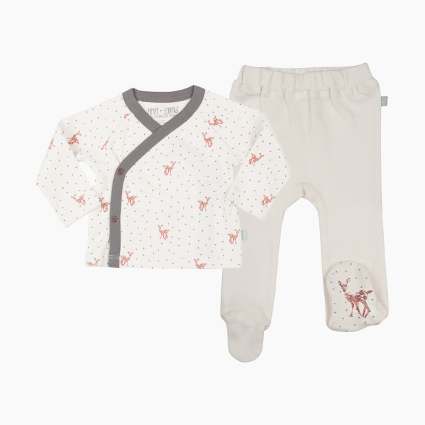 Finn + Emma Wrap Top & Footed Pant Set - Fawn, 3-6 Months.