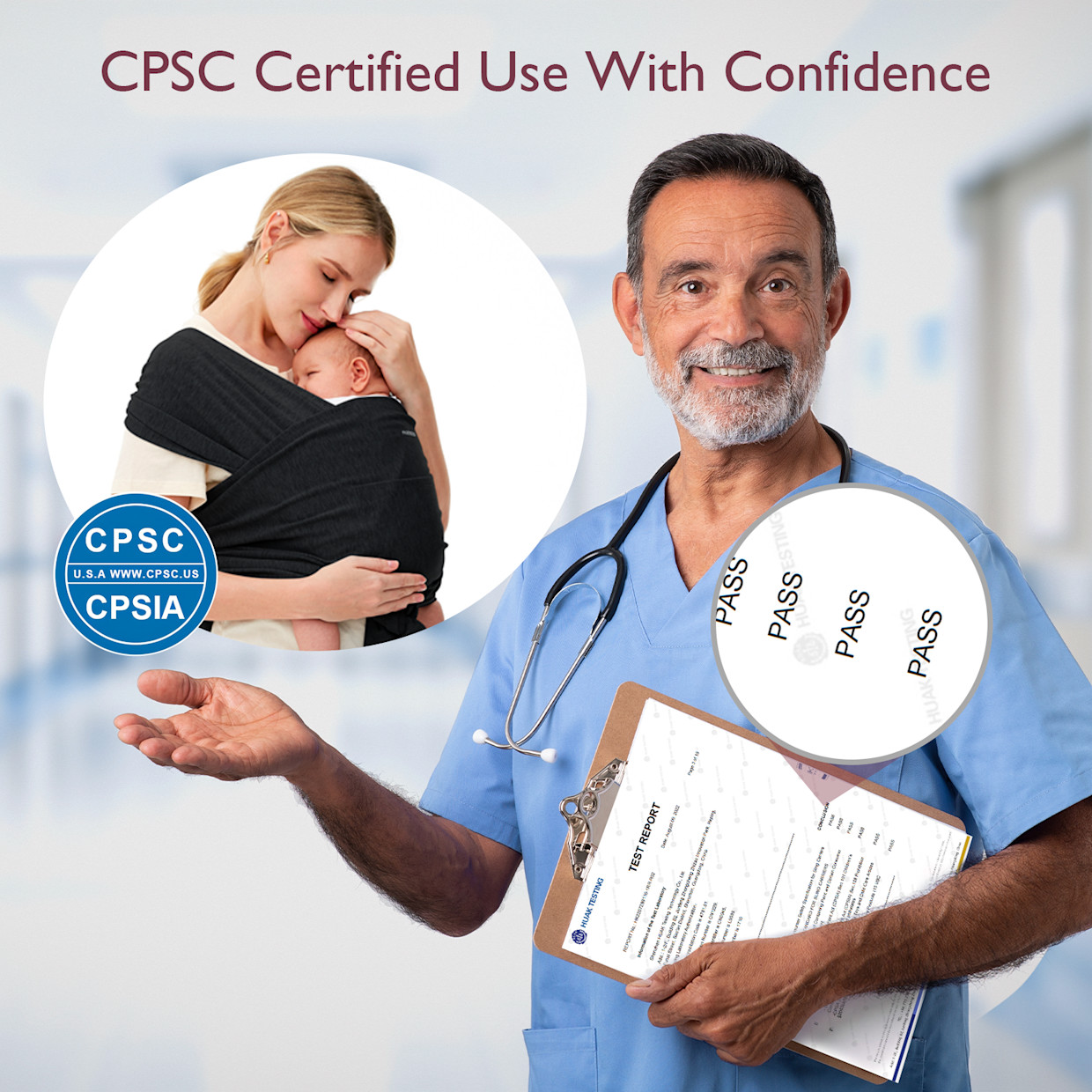 Momcozy Easy to Wear Hands Free - Baby Wrap Carrier - Black.