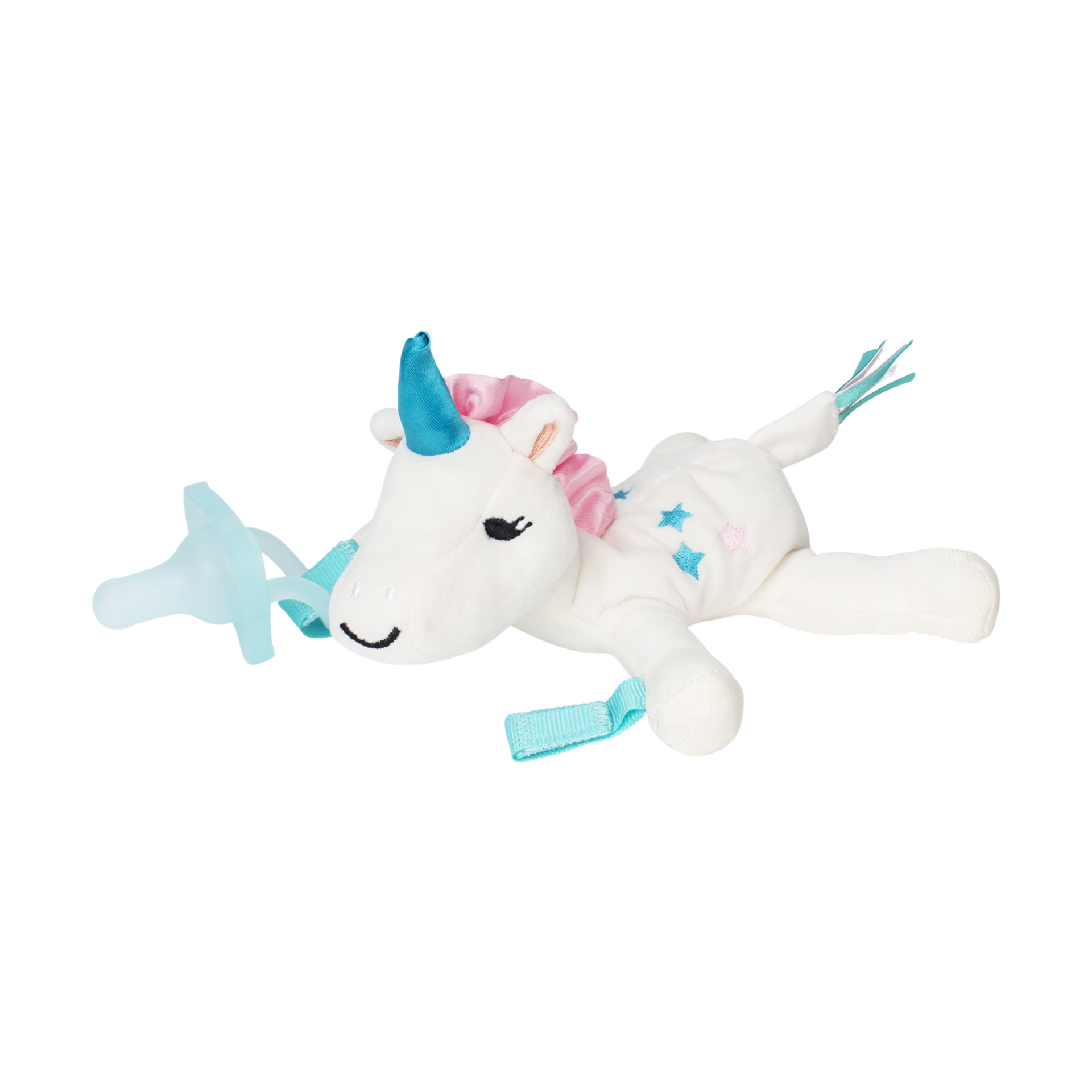Dr. Brown's Baby Lovey Pacifier and Teether Holder, Unicorn with Pink HappyPaci, 100% Silicone, 0-6m (Packaging May Vary)