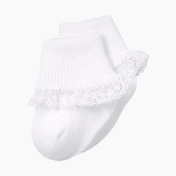 Jefferies Socks Simplicity Lace Socks - White, 0-6 Months.