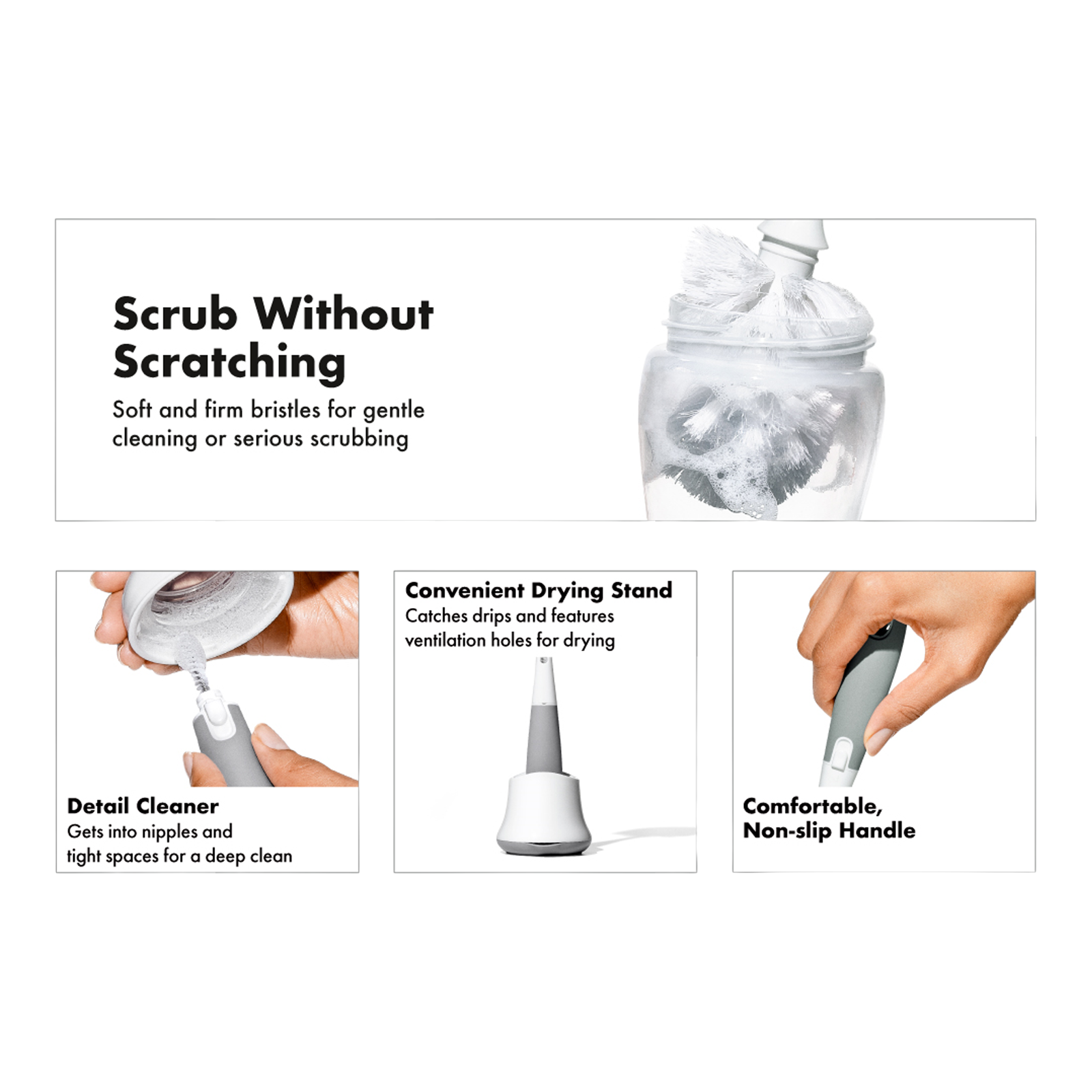 OXO Tot Bottle Brush Bundle - Gray.