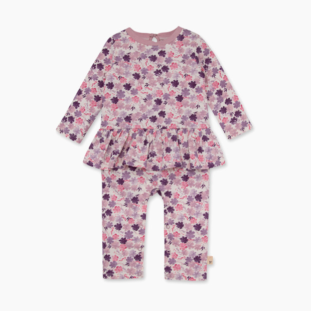 Burt's Bees Baby Romper Jumpsuit, 100% Organic Cotton One-Piece Coverall - Ditsy Museum Garden, 0-3 Months.
