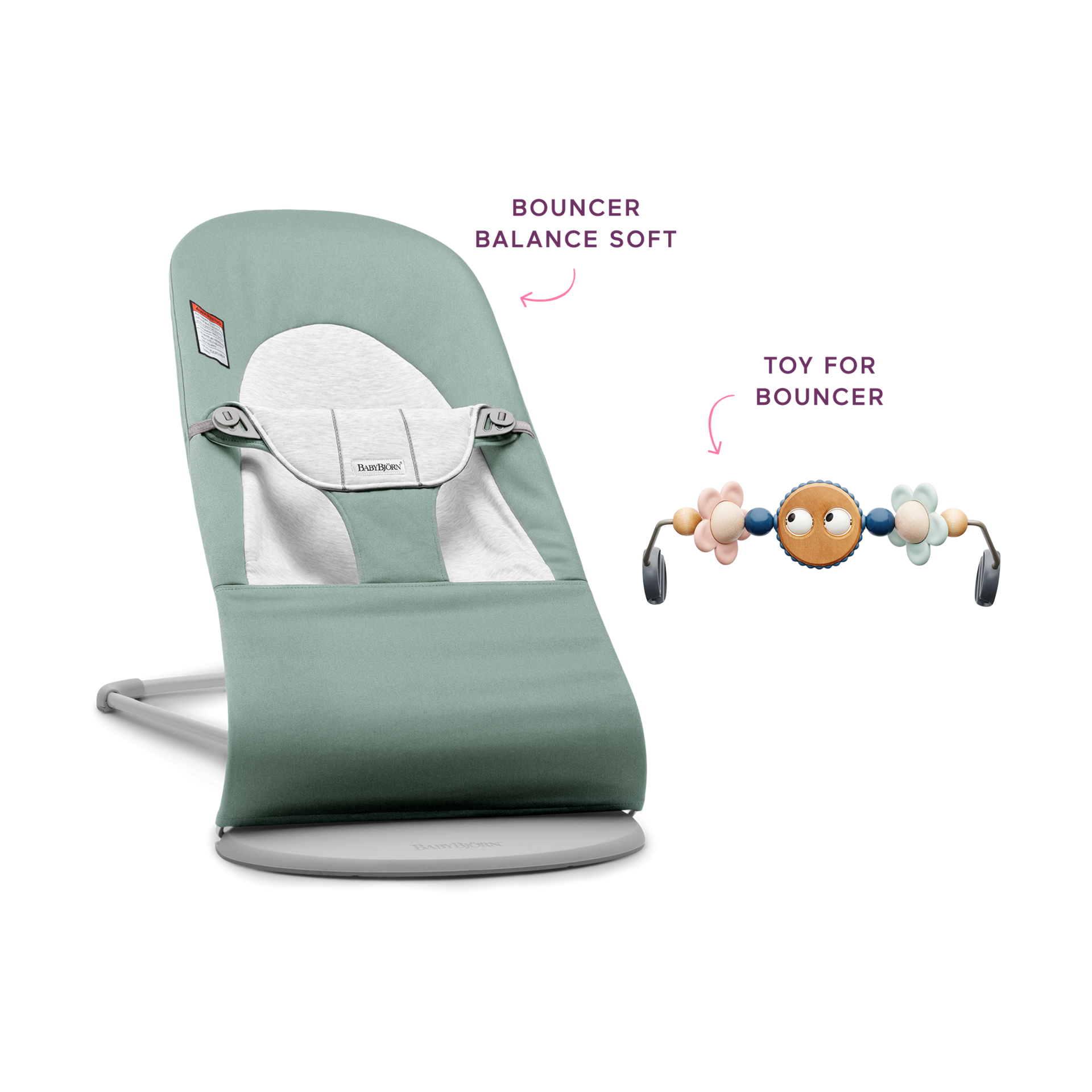 BabyBjörn Bouncer Balance Soft and Toy Bar Bundle.