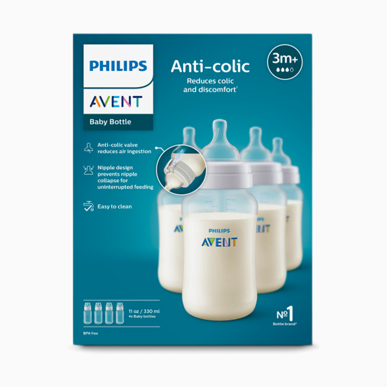 Philips Avent Anti-colic Baby Bottle - Clear, 11 Oz, 4.