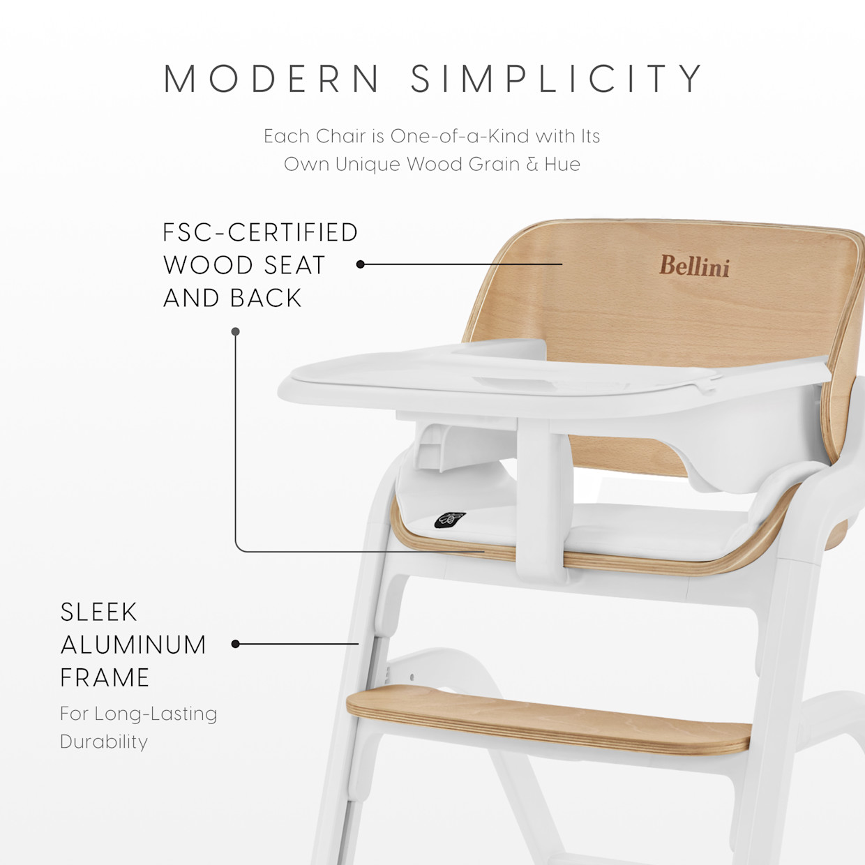 Bellini Parma 3-in-1 High Chair - White And Natural.