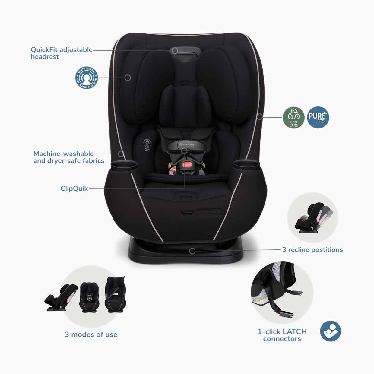 Maxi-Cosi Pria Max All-in-One Convertible Car Seat - Black.