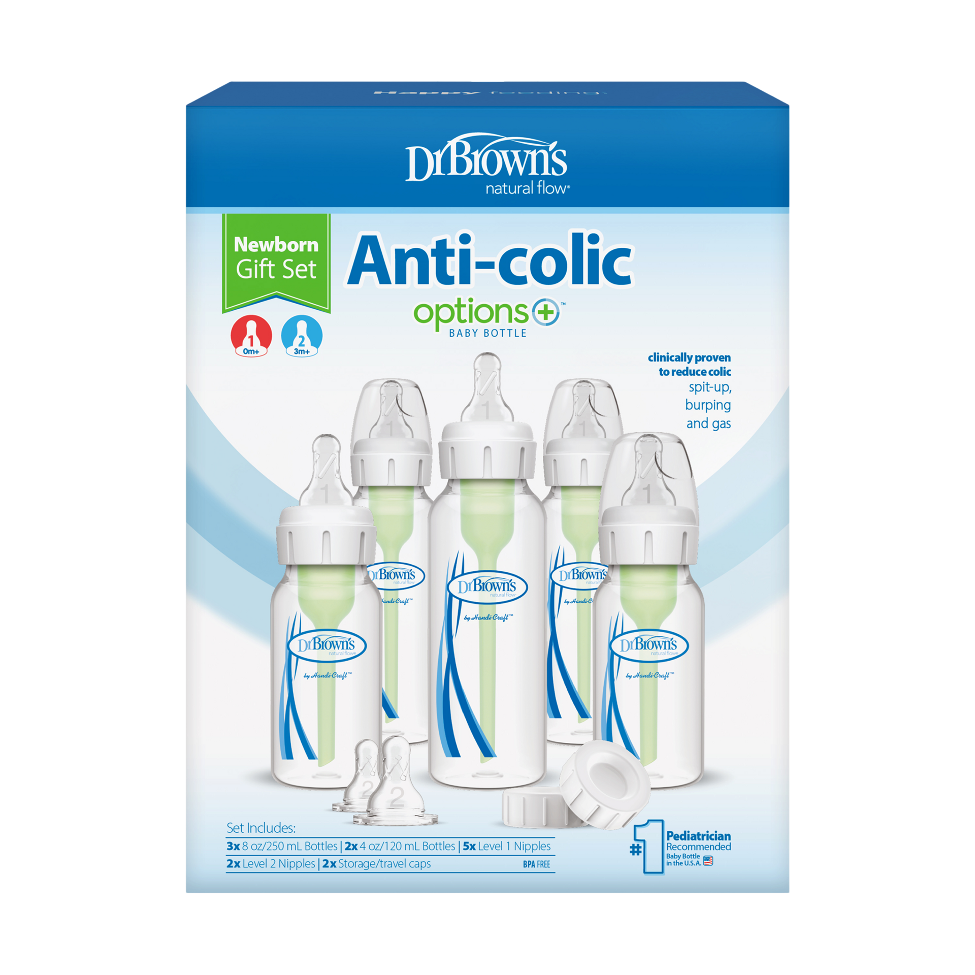 Dr. Brown's Anti-colic Options+ Narrow Baby Bottle Newborn Gift Set.
