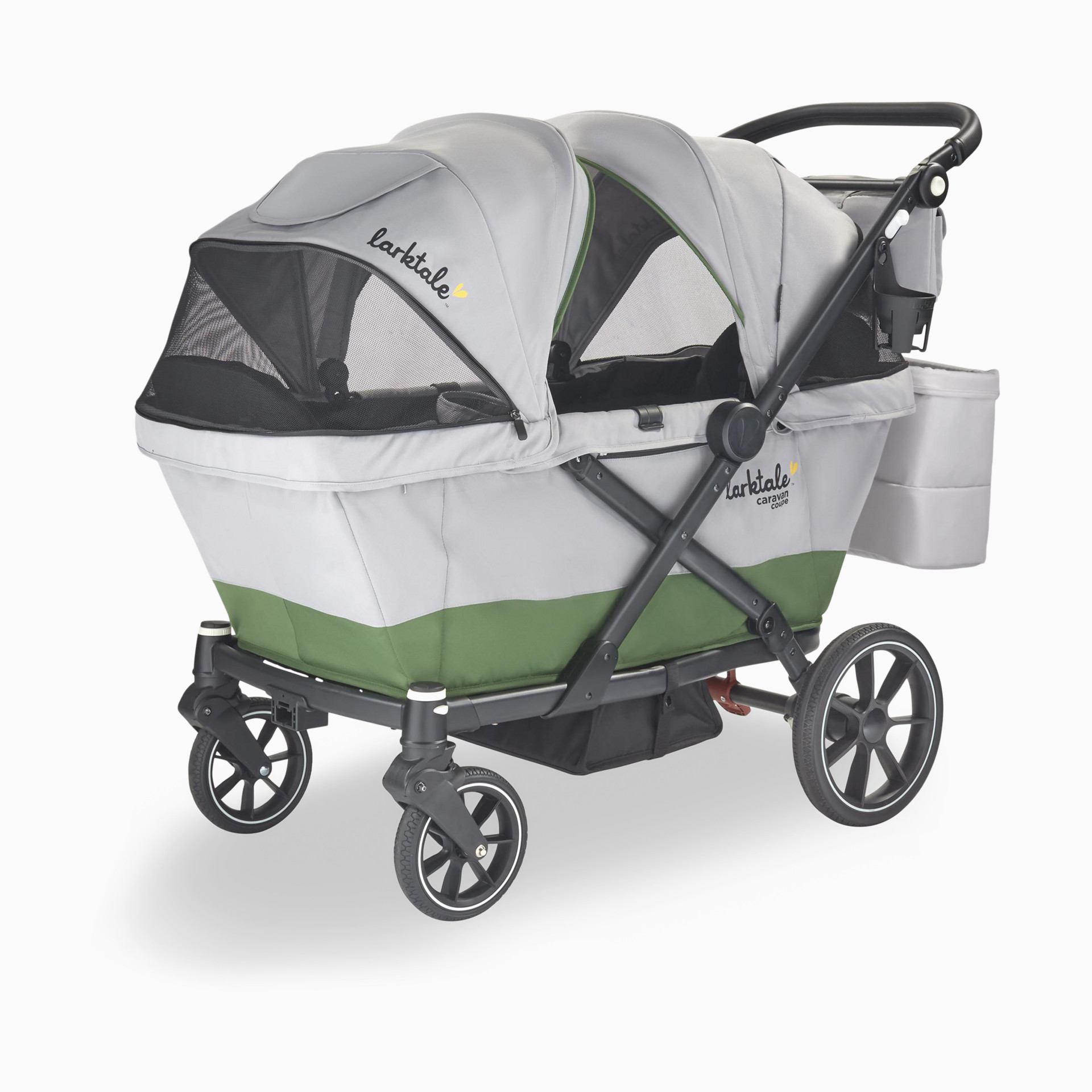 Larktale Caravan Coupe V2 Stroller Wagon - Gray/Green | Babylist Shop