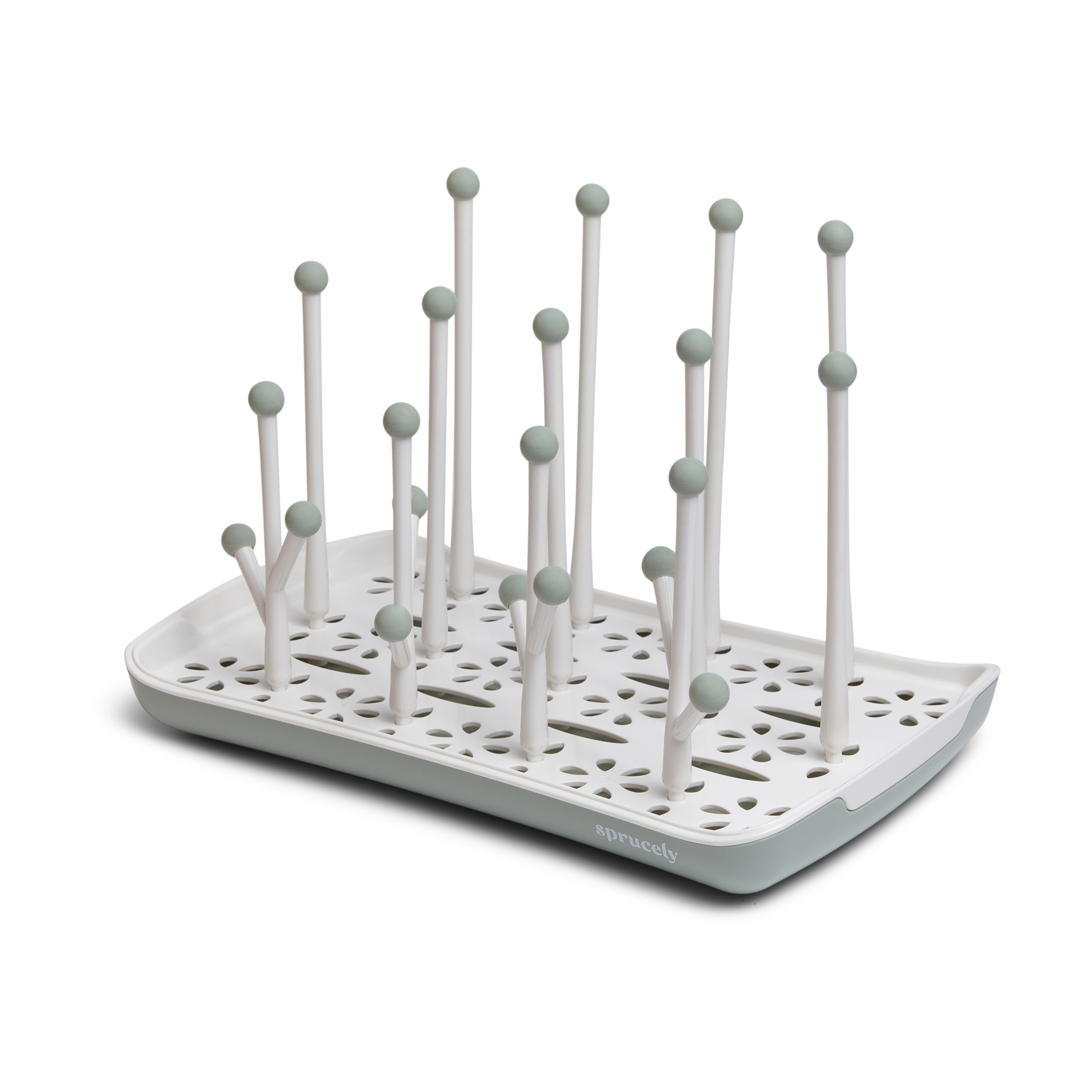 Sprucely Bottle Drying Rack - White/Sage