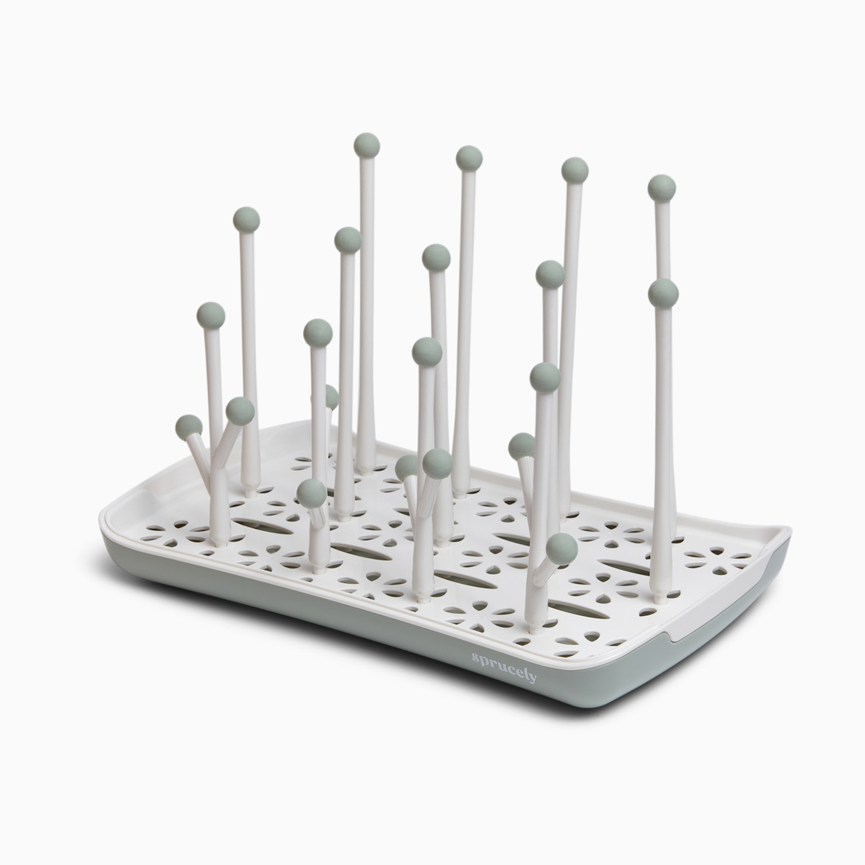 Sprucely Bottle Drying Rack - White/Sage.