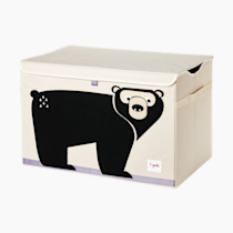 3 Sprouts Large Toy Chest for Kids with Lid and Handles - Collapsible Toy Storage Bin/Trunk/Box/Basket Organizer for Boys & Girls Playroom, Nursery, Bear
