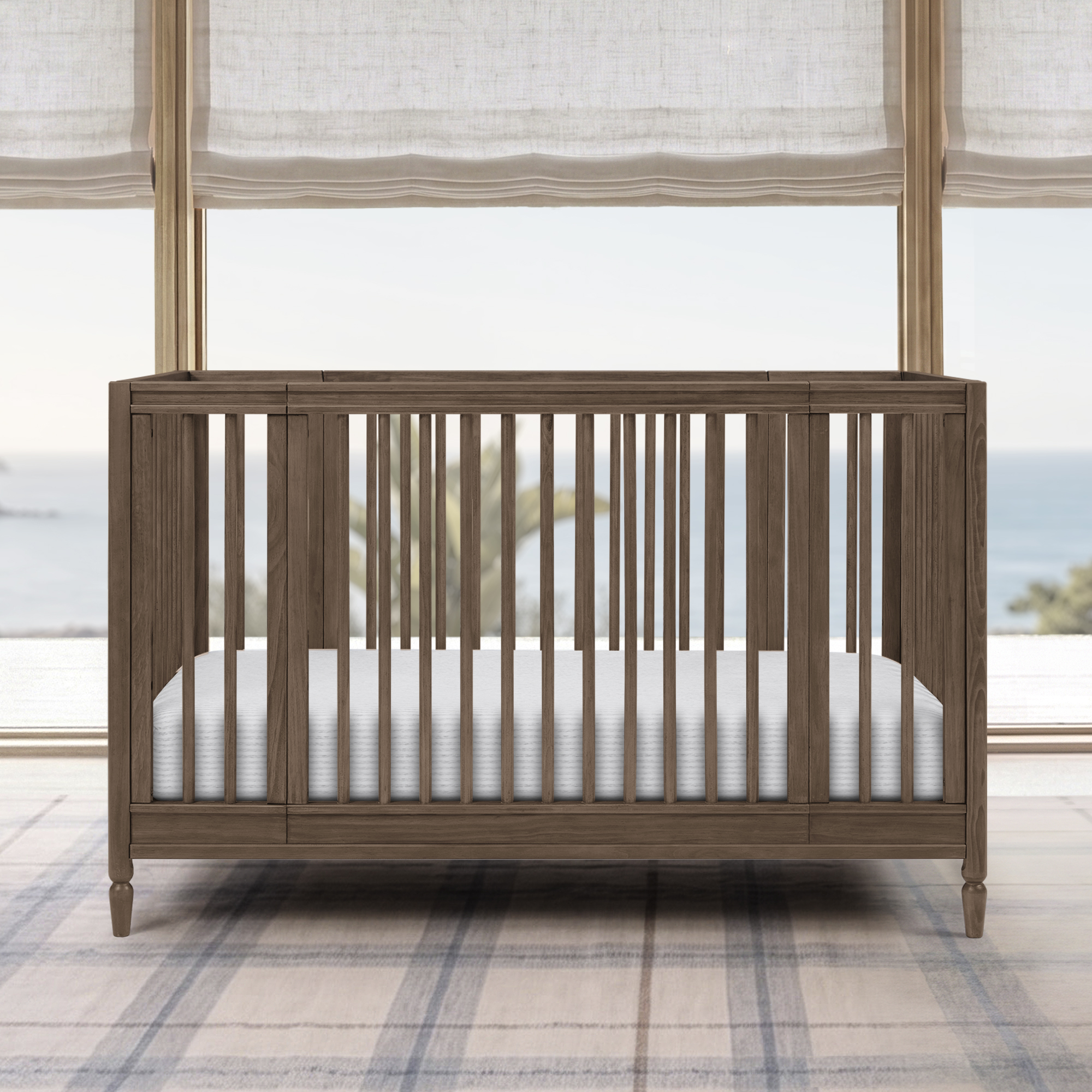Delta Children Jalen Grow With Me 9-in-1 Convertible Bassinet to Crib - Teak Brown.