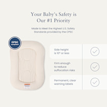 Specification sheet showing safety standards and height limits for the product.
