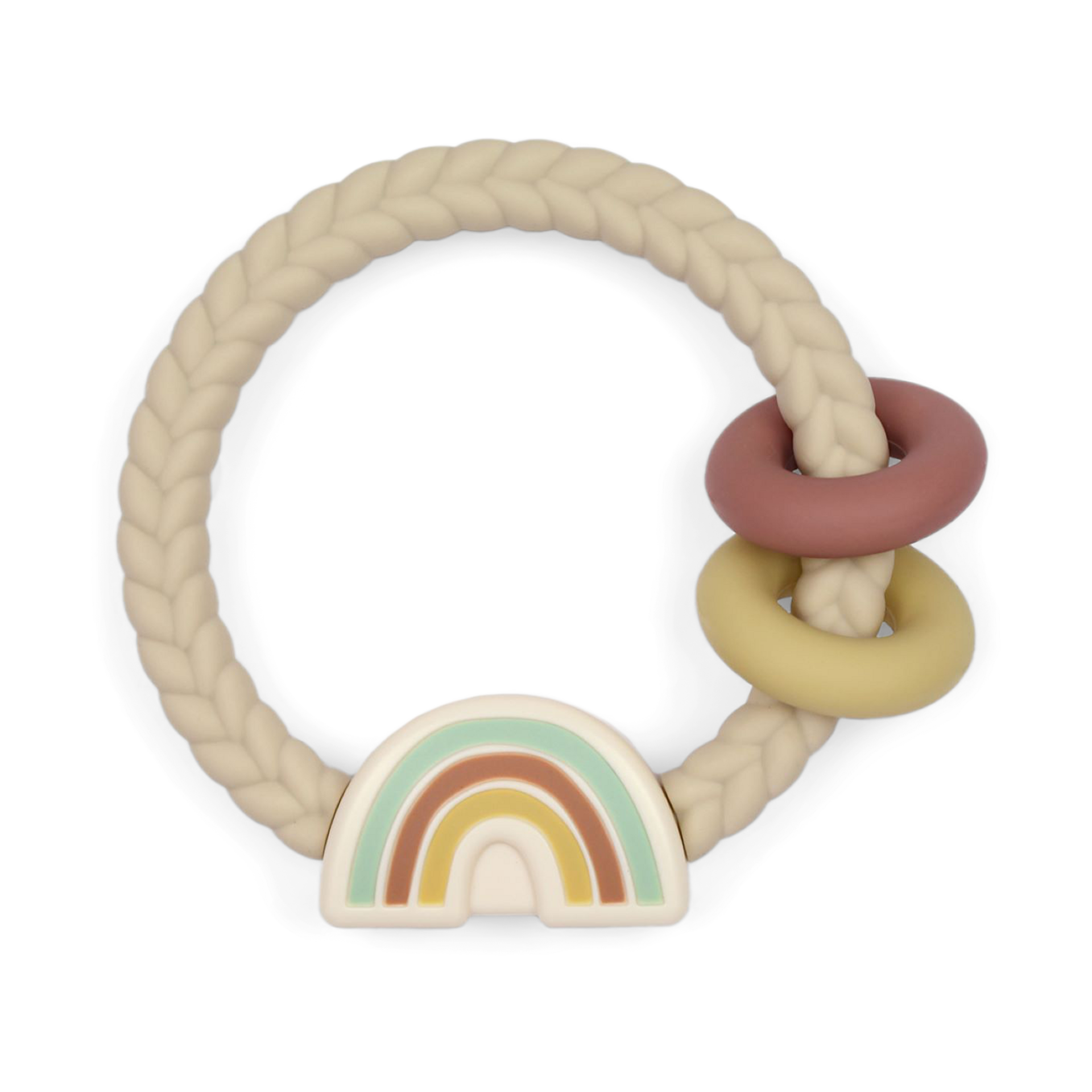 Itzy Ritzy Silicone Teether with Rattle Neutral Rainbow Babylist Shop