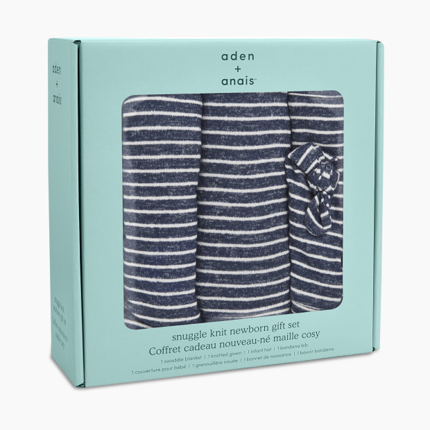 Aden + Anais Snuggle Knit Newborn Gift Set - Navy Stripe.