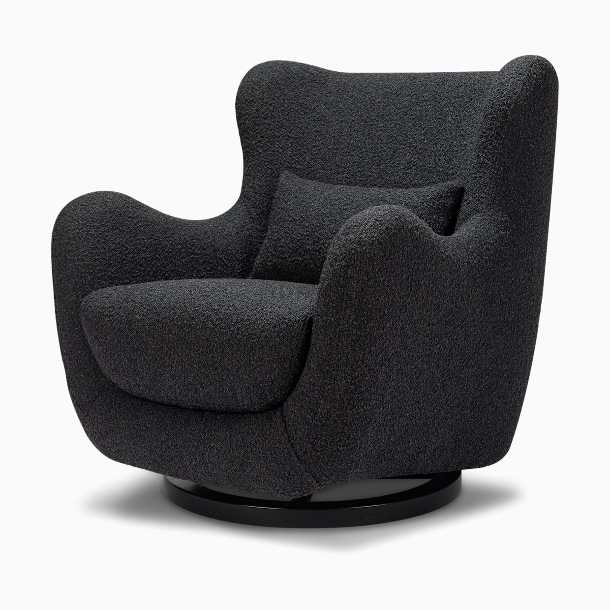Nursery Works Solstice Swivel Glider - Black Boucle With Black Wood Base.