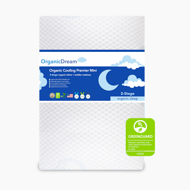Organic Dream Mini Crib Size Organic Cooling Premier 2-Stage Mattress.