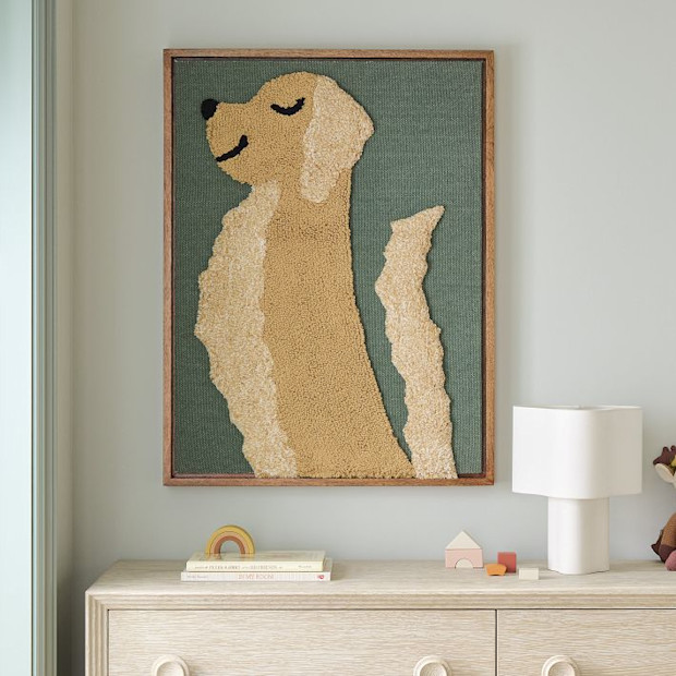 West Elm x PBK Puppy Woven Framed Art.