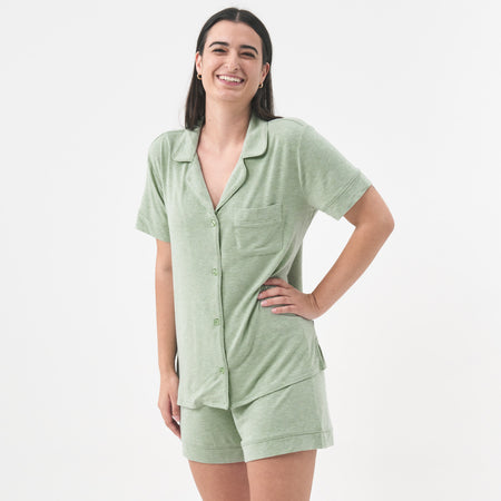 Little Sleepies  Heather Sage Women's Short Sleeve & Shorts Pajama Set.