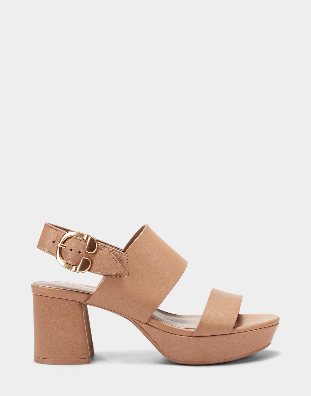 Platform Sandal in Nude Leather.