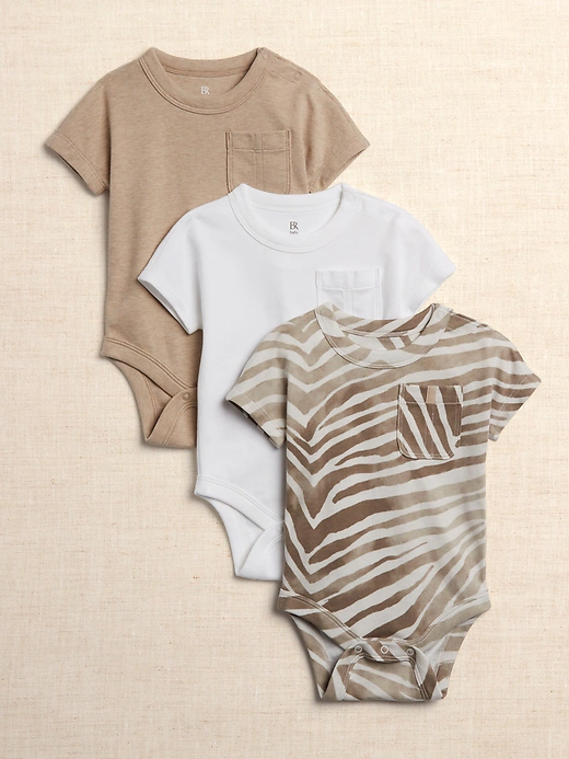 Baby Essentials Supima 3-Piece Bodysuit Pack in Zebra  - $65.00.