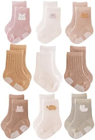 J Poqobog Baby Grip Crew Socks (9-Pack).