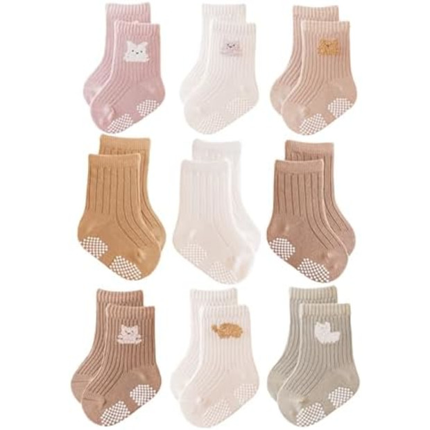 J Poqobog Baby Grip Crew Socks (9-Pack).