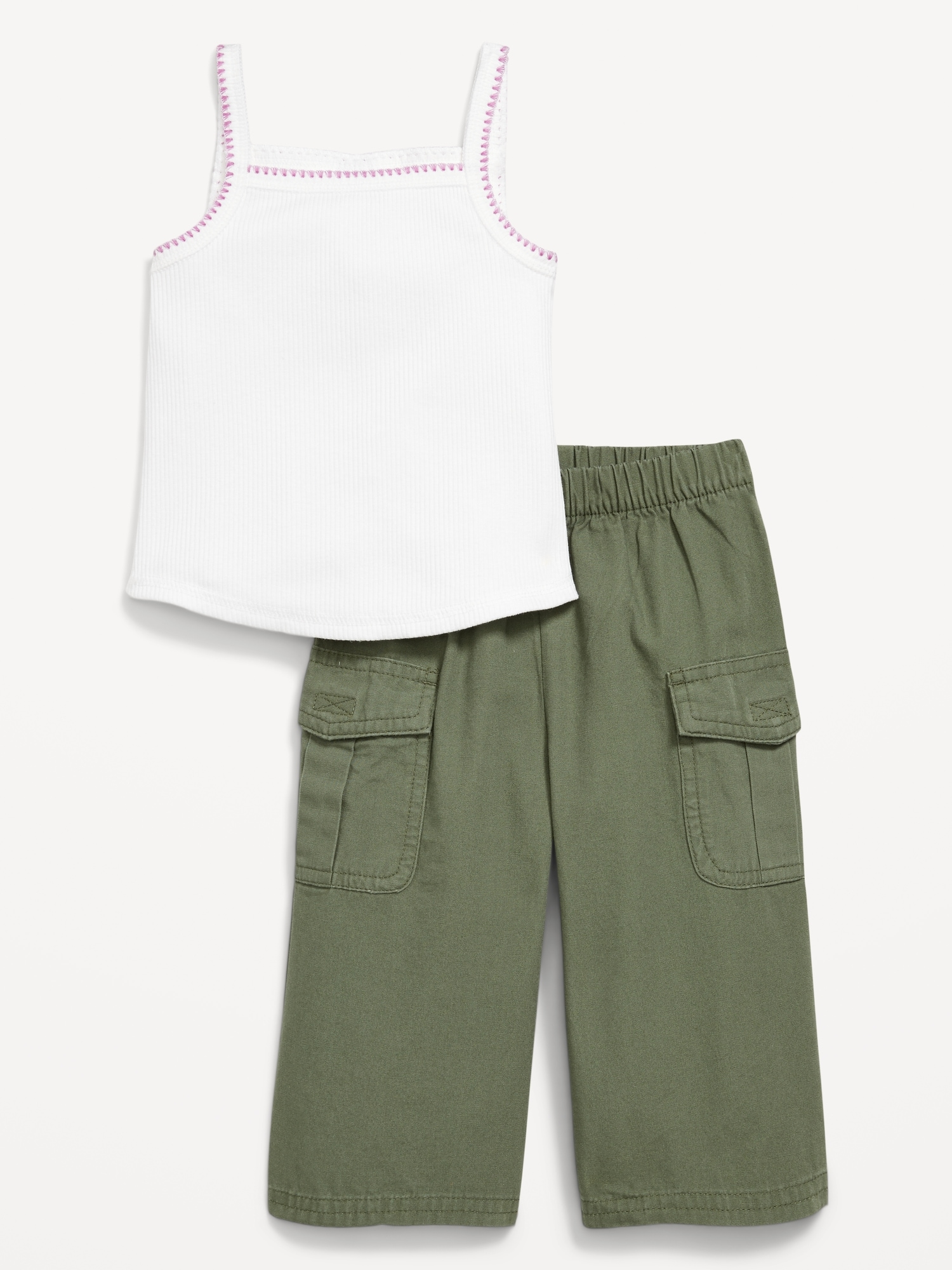 Ribbed Cami Tank and Cargo Pants Set for Baby.