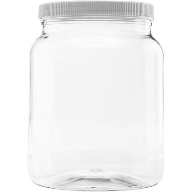 Clearview Containers 64 Ounce Plastic Half Gallon Jar with Lid.