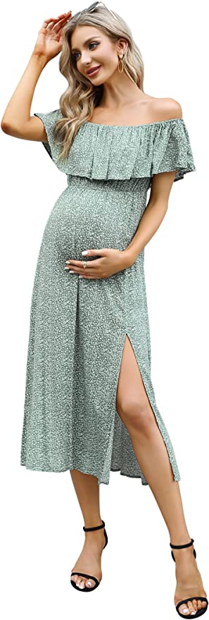 Coolmee Maternity Off Shoulder Maxi Dress - $36.99.