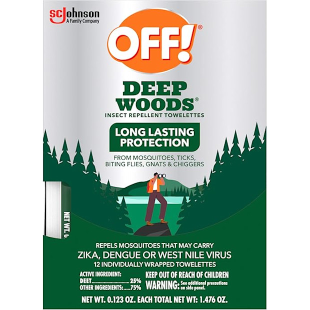 OFF! Deep Woods Mosquito and Insect Repellent Wipes, 25% DEET.