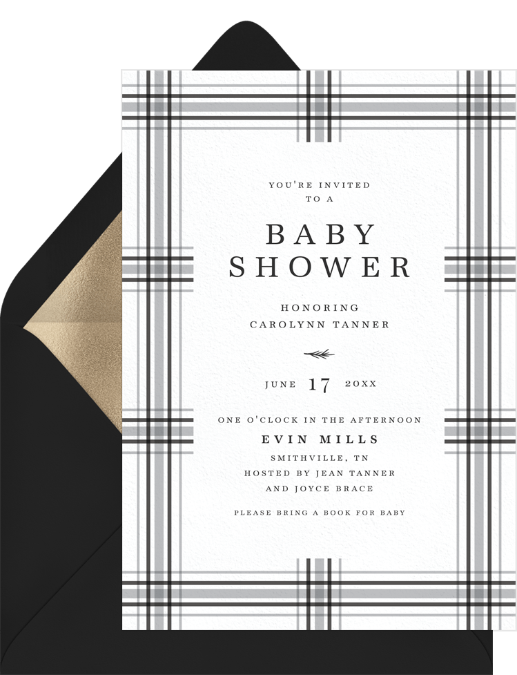 Preppy Plaid Baby Shower Invitation.