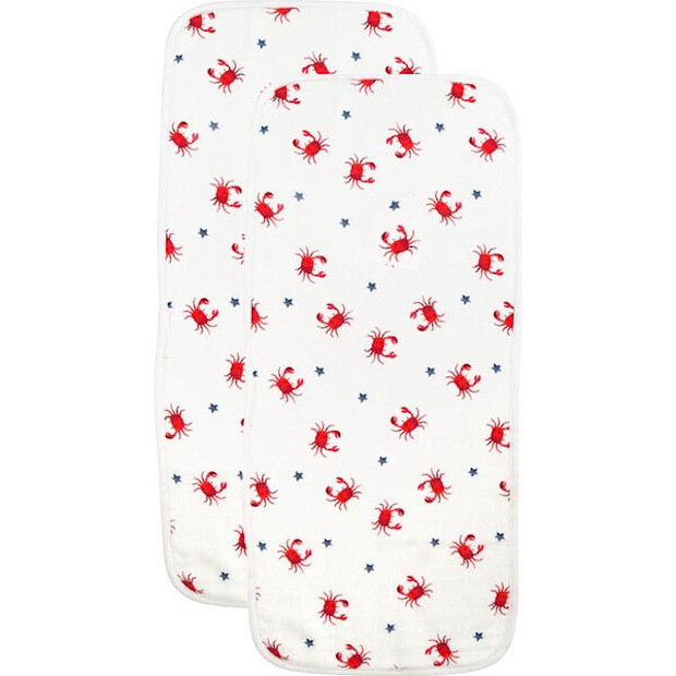 Sammy + Nat Organic 2-Pack Muslin Burp Cloth, Red Crab.