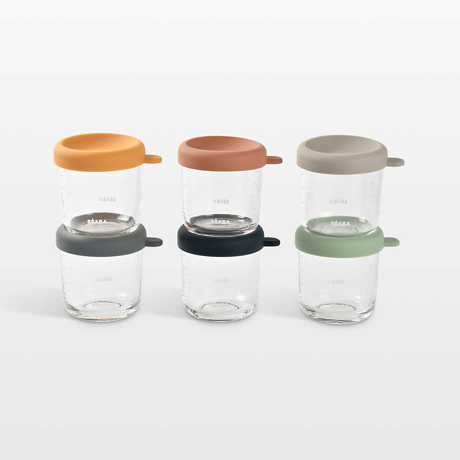 BEABA 8oz Glass Baby Food Jars, Set of 6.