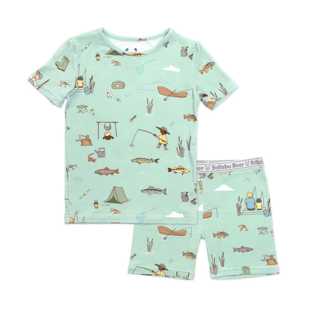 Bellabu Bear Fishing Bamboo Kids Pajama Short Set.
