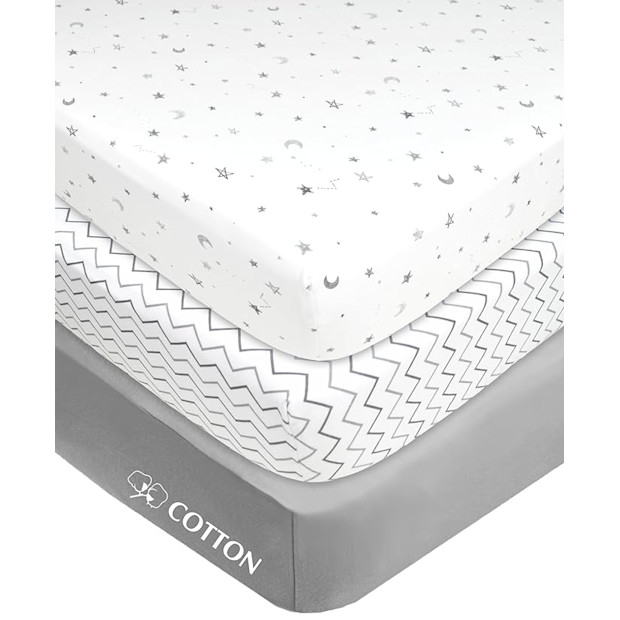 American Baby Company 3 Pack Fitted Mini Crib Sheet.