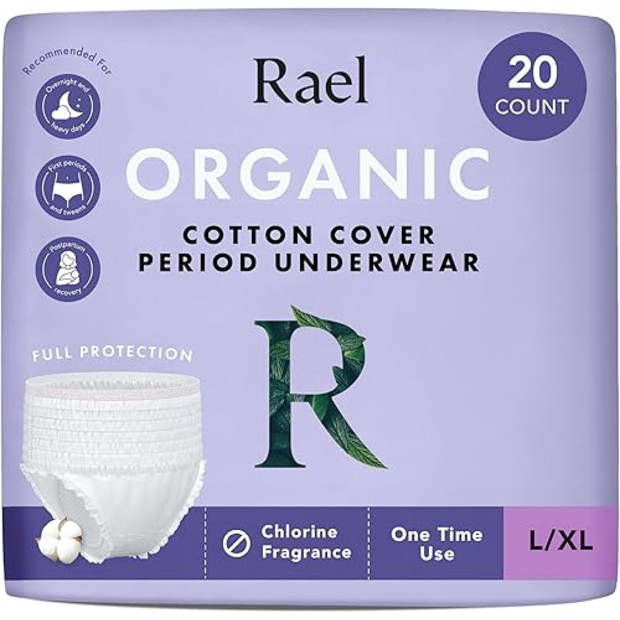 Rael Organic Cotton Cover Disposable Period Underwear.