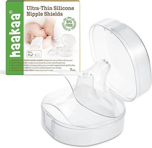 Haakaa Silicone Nipple Shields for Breastfeeding with Carry Case(18mm, 2-Pack).