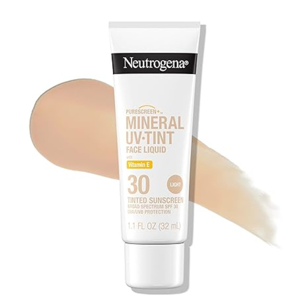 Neutrogena Neutrogena Purescreen+ Tinted Sunscreen for Face with SPF 30, Broad Spectrum Mineral Sunscreen with Zinc Oxide and Vitamin E, Water Resistant, Fragrance Free, Light, 1.1 fl oz.